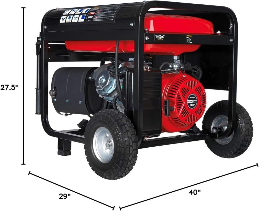 DS10000EH Generador portátil de Doble Combustible, 10000 W, Arranque eléctrico, Respaldo en casa y Listo para RV, Aprobado por 50 Estados, Rojo/Negro