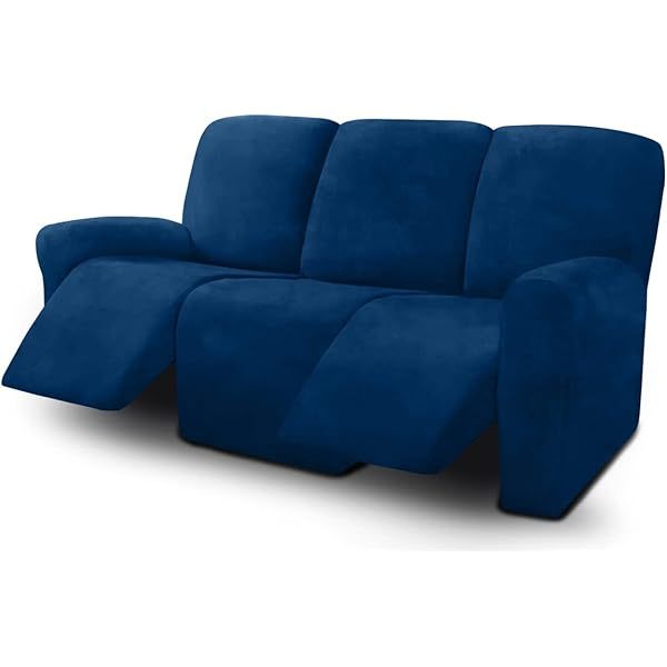 Fundas de sofá reclinables de terciopelo de 8 piezas, fundas elásticas para sofá reclinable de 3 cojines, fundas para sofá reclinable, muebles