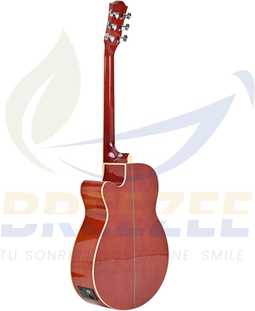 Guitarra Electroacústica de 40” Diseñada sobre Abeto, Merbau, Okume y Palisandro. Acabado de Barniz en Pulverización, Incluye Set de Accesorios Completo para Principiante
