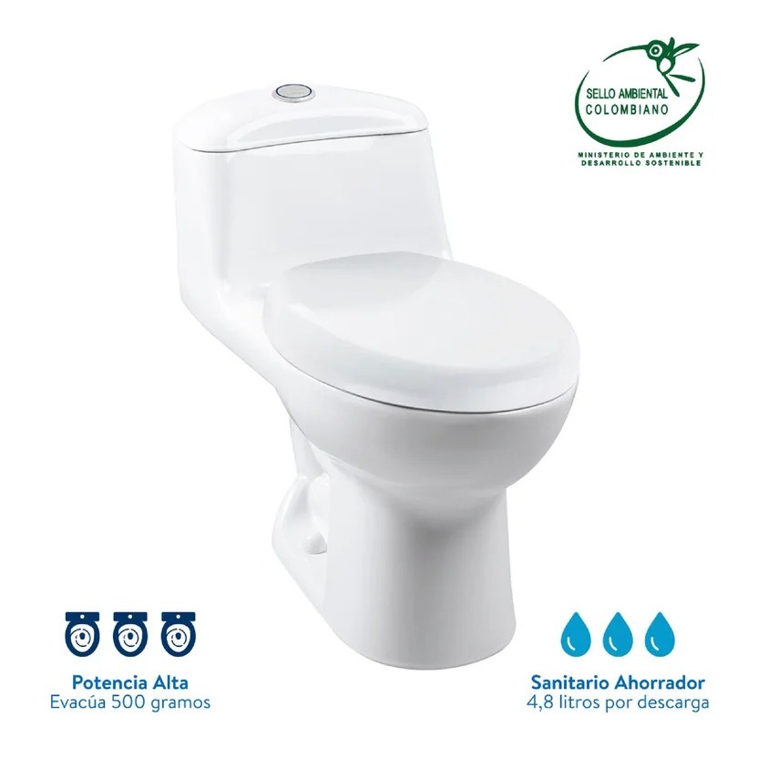 Combo Smart: Sanitario Smart Alongado Blanco De Una Pieza + Mueble Lisboa Plus 60 Cm Elevado Con Lavamanos Spazio + Grifería Monocontrol Alta Cascade Corona