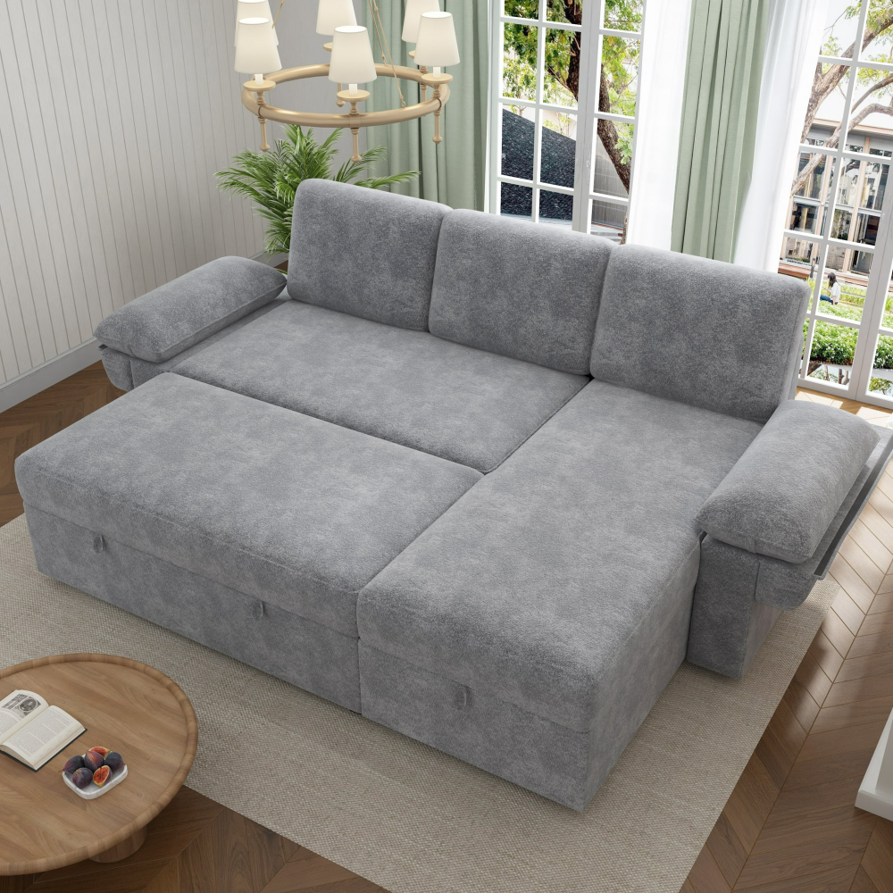 Sofá cama, sofá cama con diván con espacio de almacenamiento, sofá cama para sala de estar