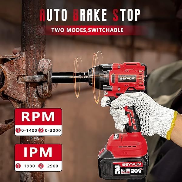 Llave de impacto, pistola de impacto de 1/2", destornillador de impacto eléctrico con par máximo de 320 ft-lb (430 Nm), llave de impacto inalámbrica