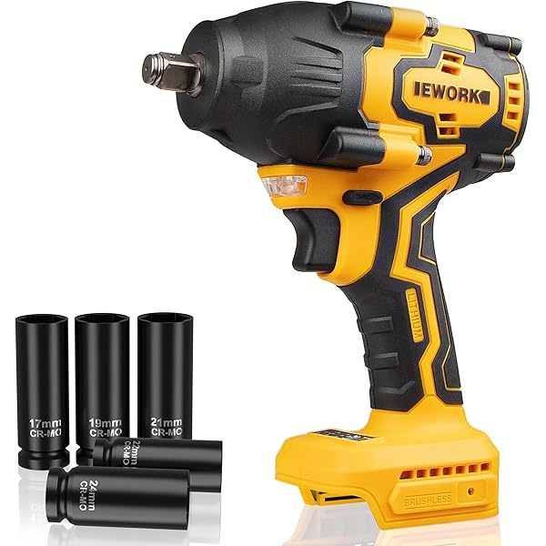 Llave de impacto inalámbrica de 1/2 pulgada, 21 V, sin escobillas, pistola de impacto de alto torque,bolsa de herramientas (RB-810), versión 700 ft-lbs/Pro
