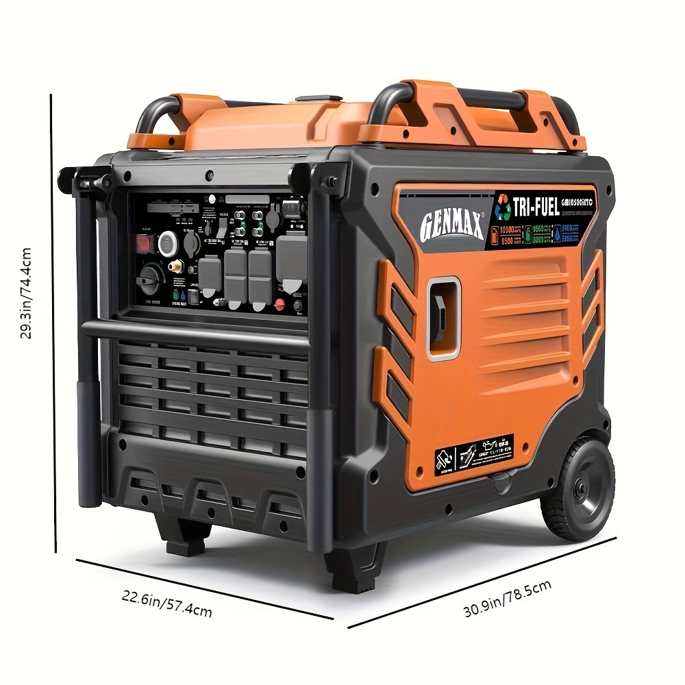 Generador inversor portátil  de 10500 W, compatible con EPA, función de modo ecológico, ultraligero para uso doméstico de respaldo, camping y vehículos recreativos