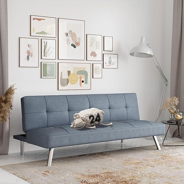 Serta Rane Convertible Sofa Lounger Microfiber Light Grey Full Light Gray Modern