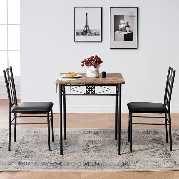 juego de mesa de comedor con mesa de vidrio para 4, Negro