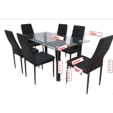 Juego de Comedor  Vidrio 6 Sillas Negro