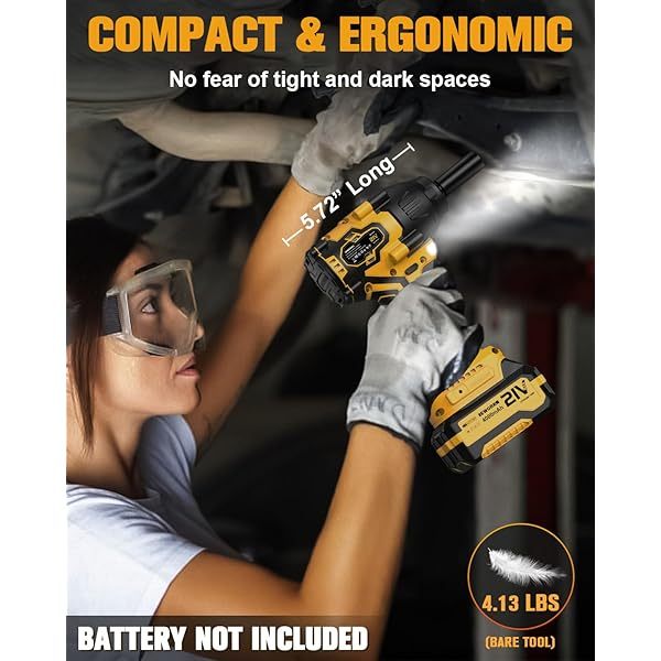 Llave de impacto inalámbrica de 1/2 pulgada, 21 V, sin escobillas, pistola de impacto de alto torque,bolsa de herramientas (RB-810), versión 700 ft-lbs/Pro