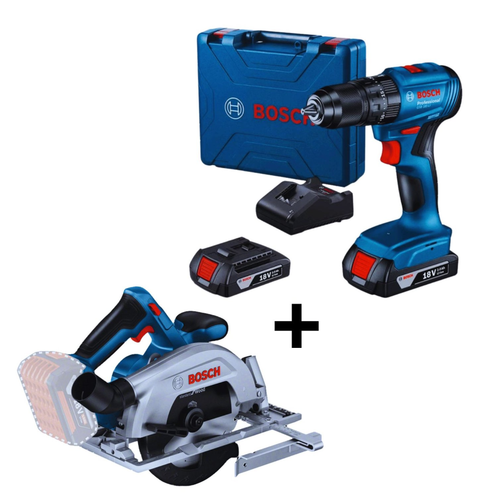 Taladro Atornillador GSR 185-LI 2 Bateria + Sierra GKS 185-LI