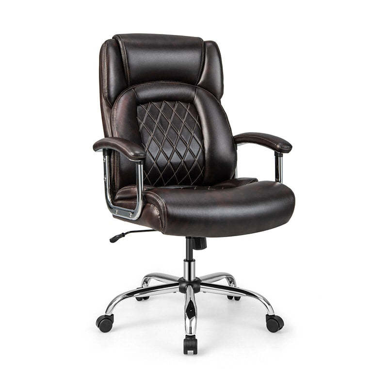 Silla de oficina giratoria de altura ajustable de 500 libras, silla de escritorio para ordenador, silla ejecutiva de piel sintética con Base de Metal resistente