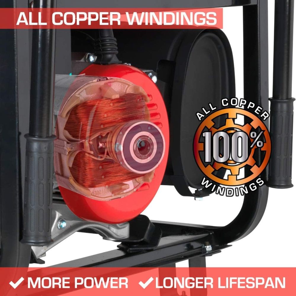 DS10000EH Generador portátil de Doble Combustible, 10000 W, Arranque eléctrico, Respaldo en casa y Listo para RV, Aprobado por 50 Estados, Rojo/Negro