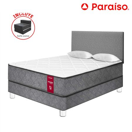 Dormitorio Lifestyles Pocket Acero 2 Plazas + Sofá Cama + 2 Almohadas + 1 Protector