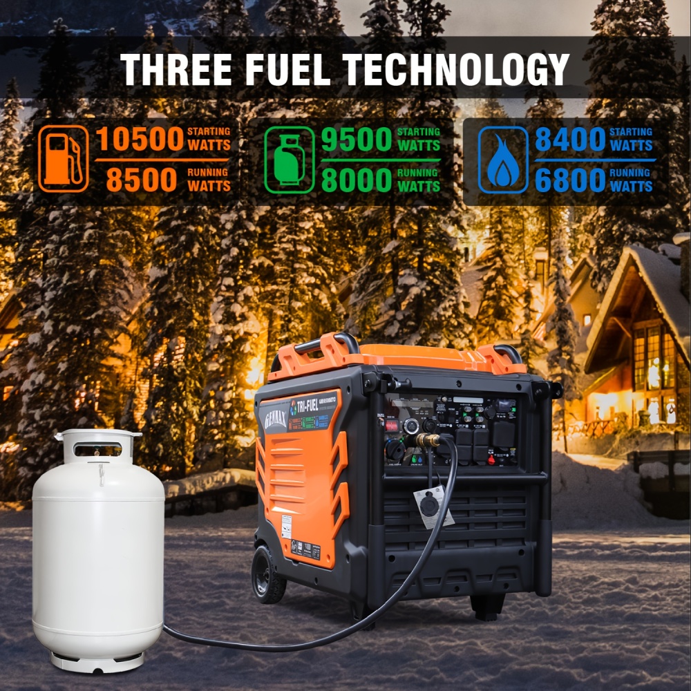 Generador inversor portátil  de 10500 W, compatible con EPA, función de modo ecológico, ultraligero para uso doméstico de respaldo, camping y vehículos recreativos