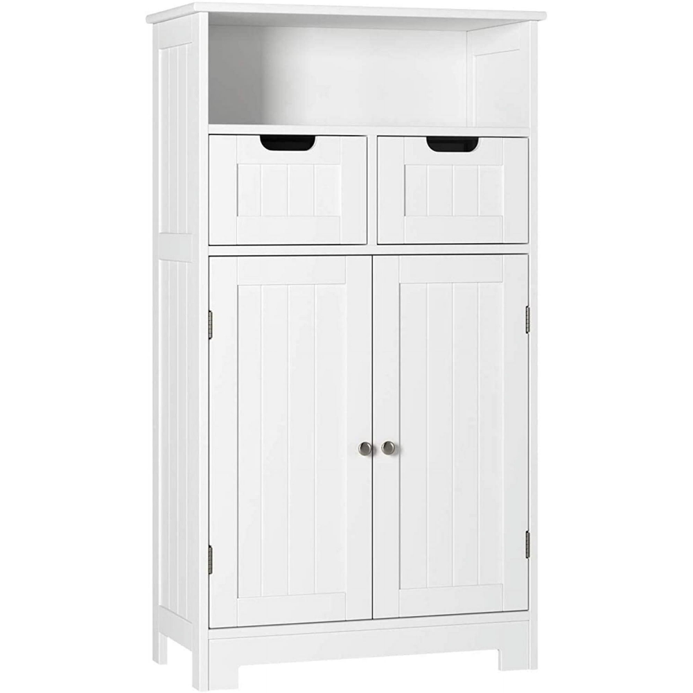 Homfa - Mueble de almacenamiento para el suelo del baño, armario de madera para ropa blanca con estante ajustable, organizador independiente para la oficina y la sala de estar, color blanco