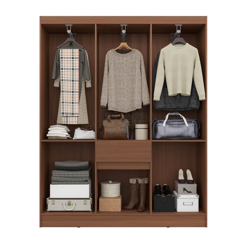 Closet 6 Puertas 1 Cajon 138x40x174 cm Nogal