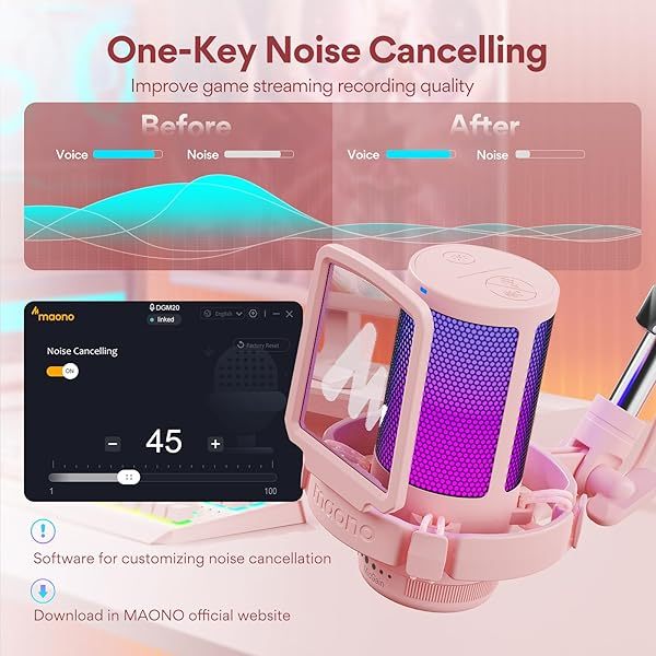 Micrófono USB para juegos, micrófono de condensador con cancelación de ruido, silenciador, ganancia, monitoreo y brazo articulado para transmisión