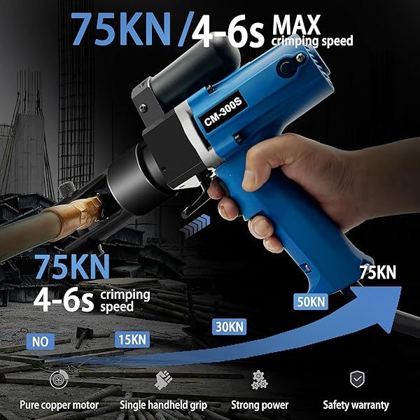 Herramienta hidráulica para prensar cables eléctricos de batería, crimpadora de lengüetas, 75 KN, kit de herramientas para prensar cables eléctricos, 11 moldes (CM-300S)