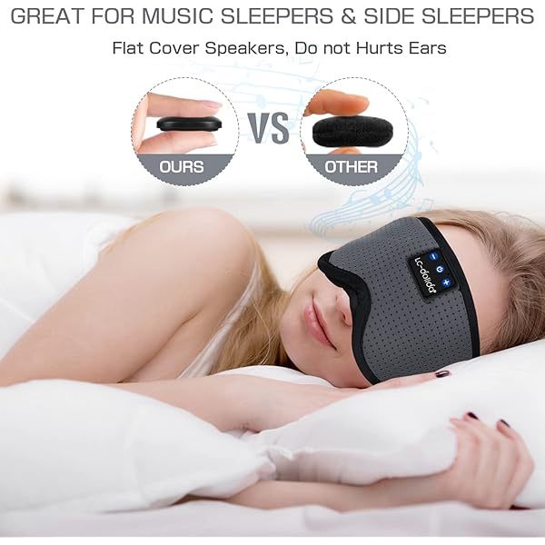 Auriculares para dormir, máscara para dormir 3D con Bluetooth, máscara para dormir con música inalámbrica, auriculares para dormir para quienes duermen de lado