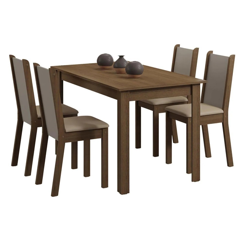 Juego de Comedor Pia Leone 4 Sillas Mesa Rectangular 75x76x136 cm Café