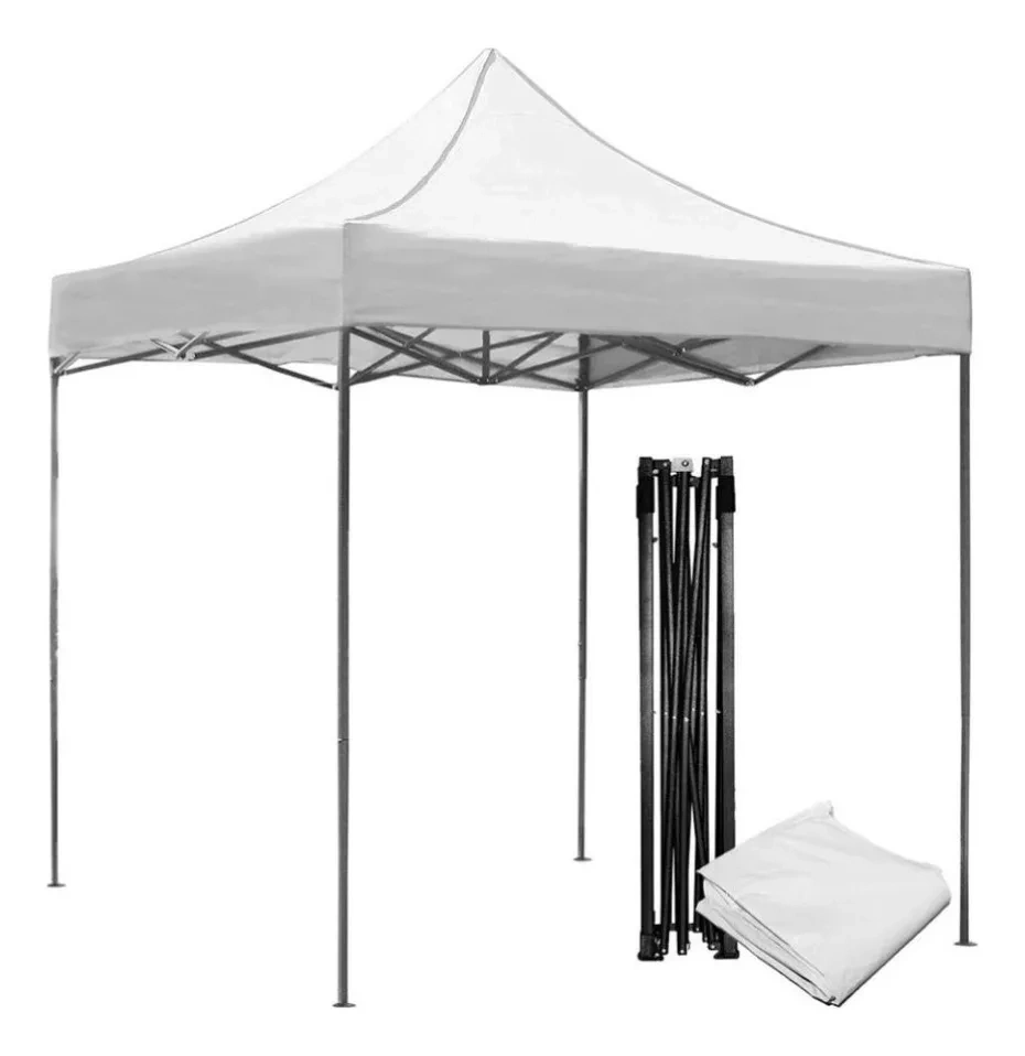 Carpa de sombra impermeable plegable reforzada 3x3 blanca y roja