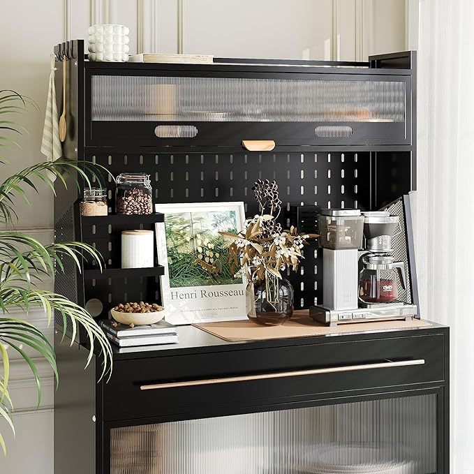 Armario de Cocina, Estante para Microondas, Gran Estante de Almacenaje de Cocina, DIY Creativo, con Ruedas de Freno, para Garaje, Despensa, Cocina, Hogar, Blanco 100×40×165cm
