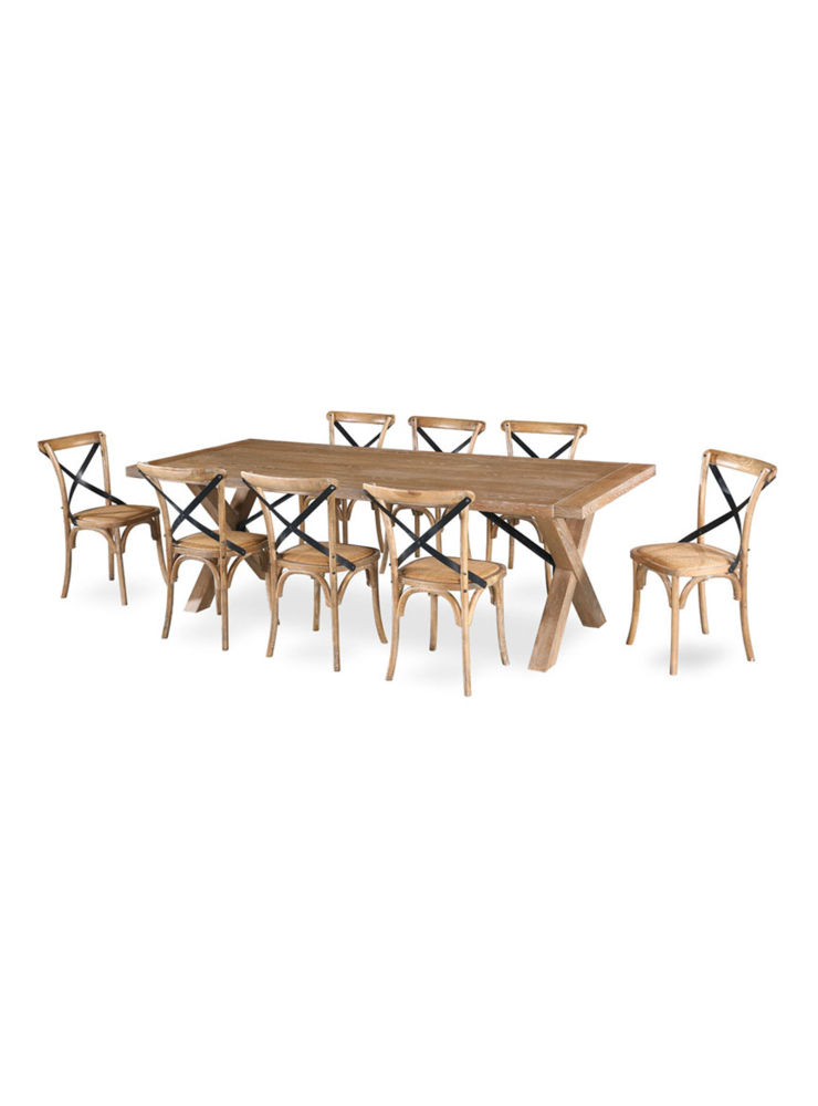 Juego de Comedor Pamela Madera 8 Sillas Rattán