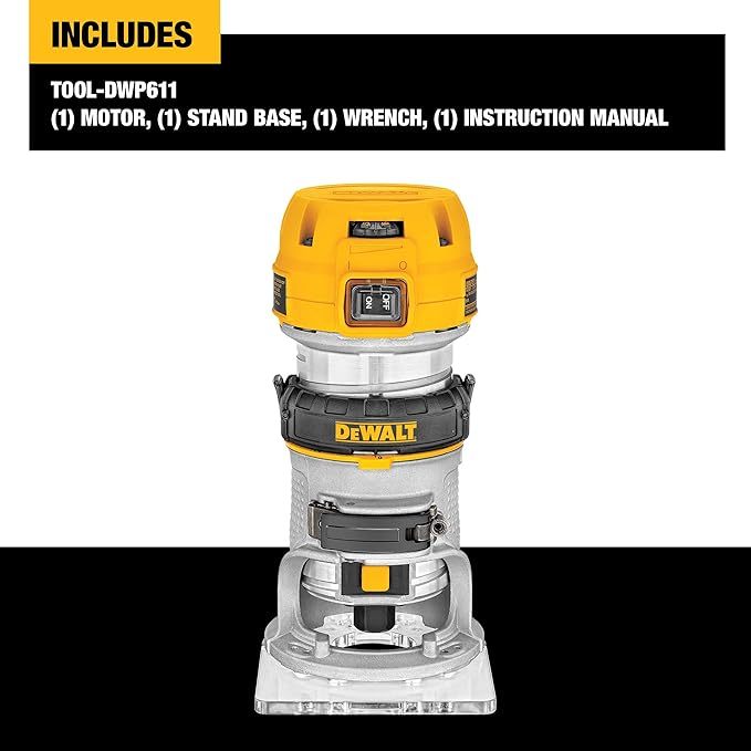 Max DWP611 1.25 HP Fresadora Compacta de Velocidad Variable y Par de Torsión, 1.25 Hp con Luz LED