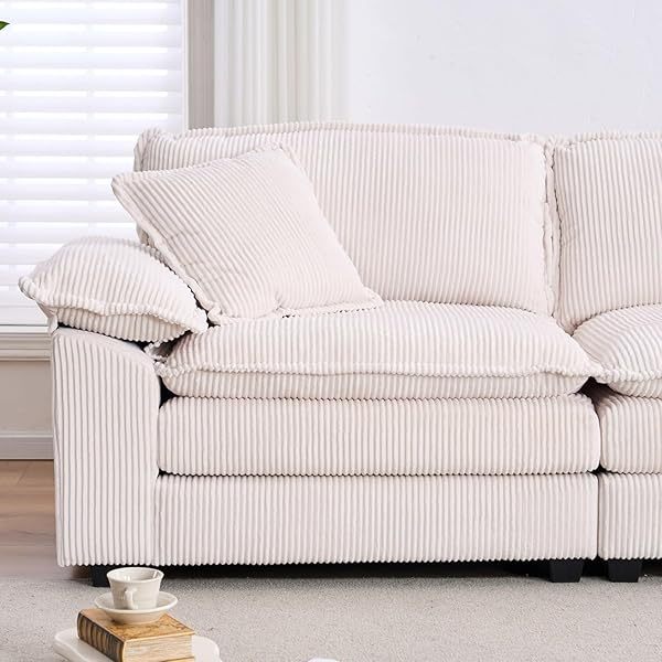 Sofá seccional Loveseat con otomana, sofá cama moderno con almohadas