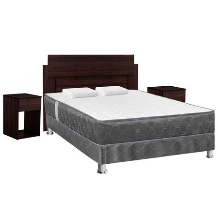 Dormitorio Acqua 2 Plazas + Velador Melamina + Sofá