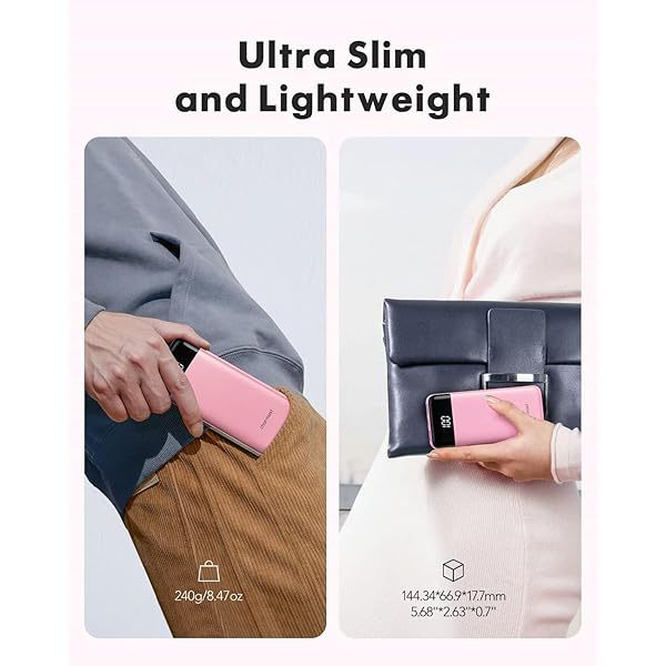 Portable Charger with Built in Cables, Portable Charger with Cords Wires Slim 10000mAh Travel Essentials Battery Pack 6 Outputs 3A High Speed Power Bank for iPhone Samsung Pixel LG Moto iPad A-Black