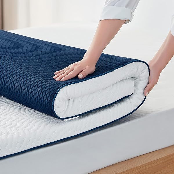 Sobrecolchón de espuma viscoelástica de 3 pulgadas California King, espuma viscoelástica con gel refrescante, sobrecolchón suave con funda Tencel™
