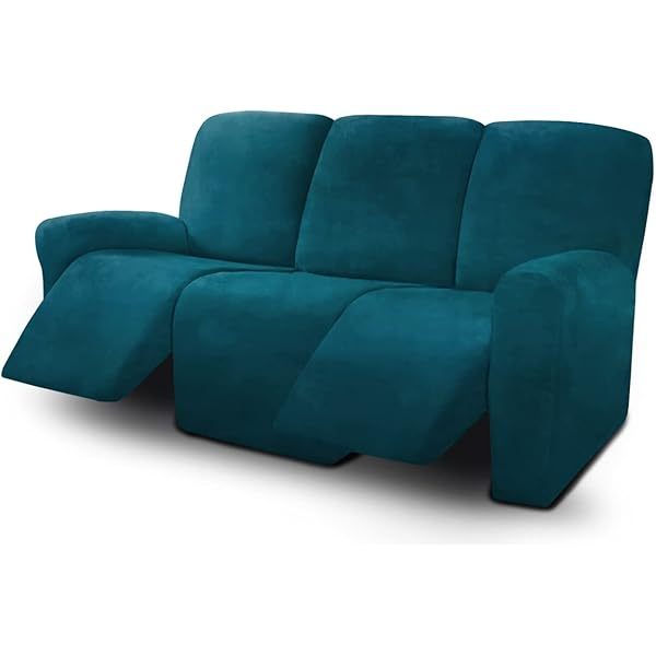 Fundas de sofá reclinables de terciopelo de 8 piezas, fundas elásticas para sofá reclinable de 3 cojines, fundas para sofá reclinable, muebles