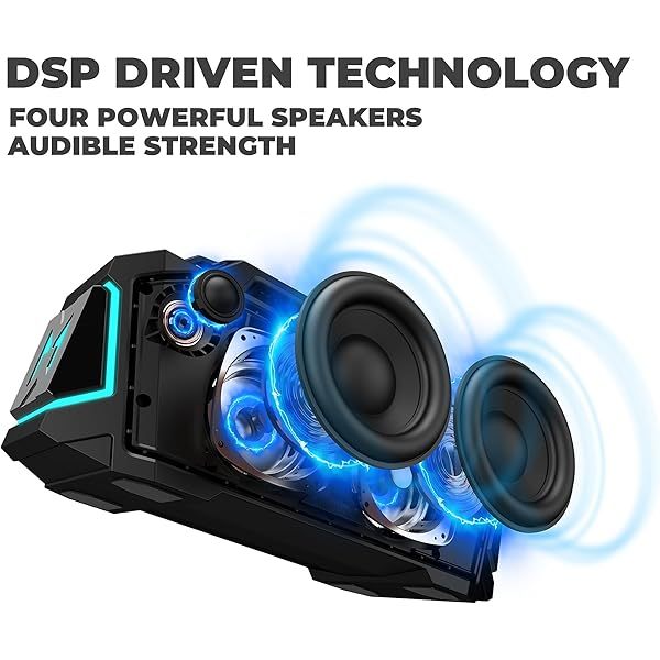 Altavoz Bluetooth, altavoces inalámbricos Bluetooth de 80 W, altavoz portátil resistente al agua IPX6 con 20 horas de reproducción, Bluetooth 5.3, altavoz portátil para exteriores, boombox grande para fiestas en casa y viajes (negro)