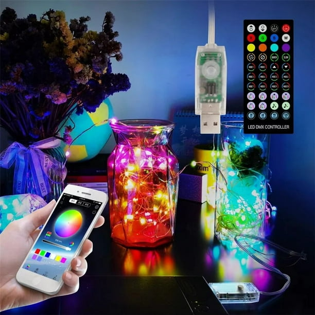 Guirnalda de luces LED de Navidad, lámpara de cortina de boda con Control remoto, USB, compatible con Bluetooth, 5/10/20M