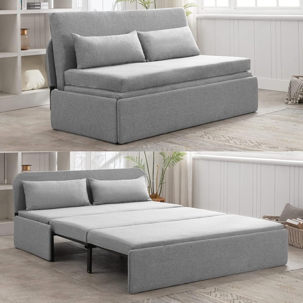 Sofá cama Queen plegable, colchón convertible, sofá cama doble plegable con 2 cojines, sofá cama