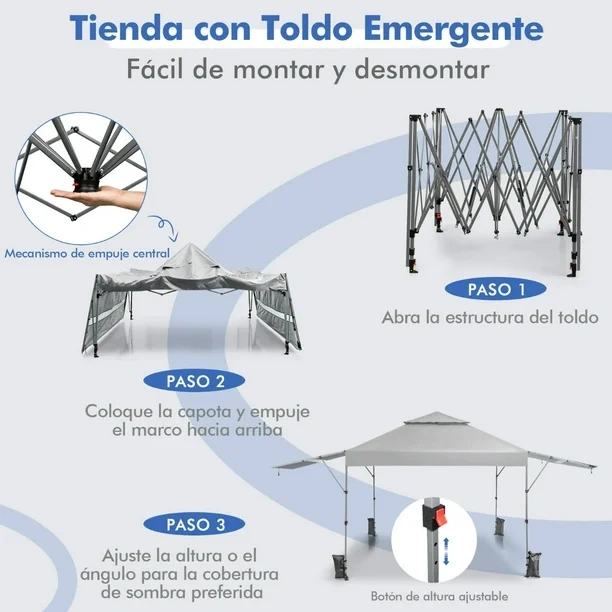 3x3m Pabellón Emergente Instantáneo Plegable para Exterior con Dos Mitades de Toldo Carpa Portátil Ajustable en Altura para Camping Costway Modern