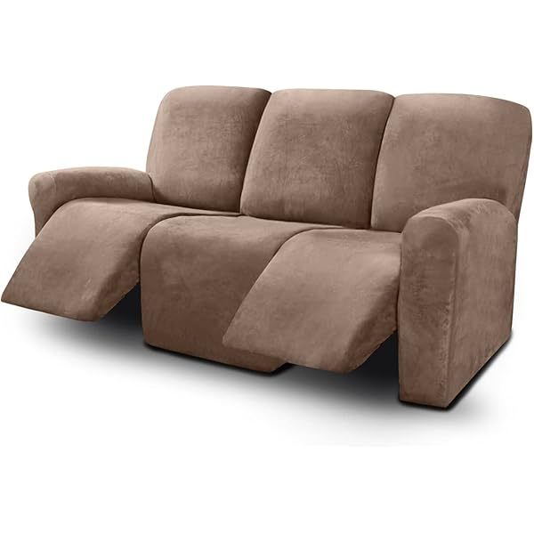Fundas de sofá reclinables de terciopelo de 8 piezas, fundas elásticas para sofá reclinable de 3 cojines, fundas para sofá reclinable, muebles