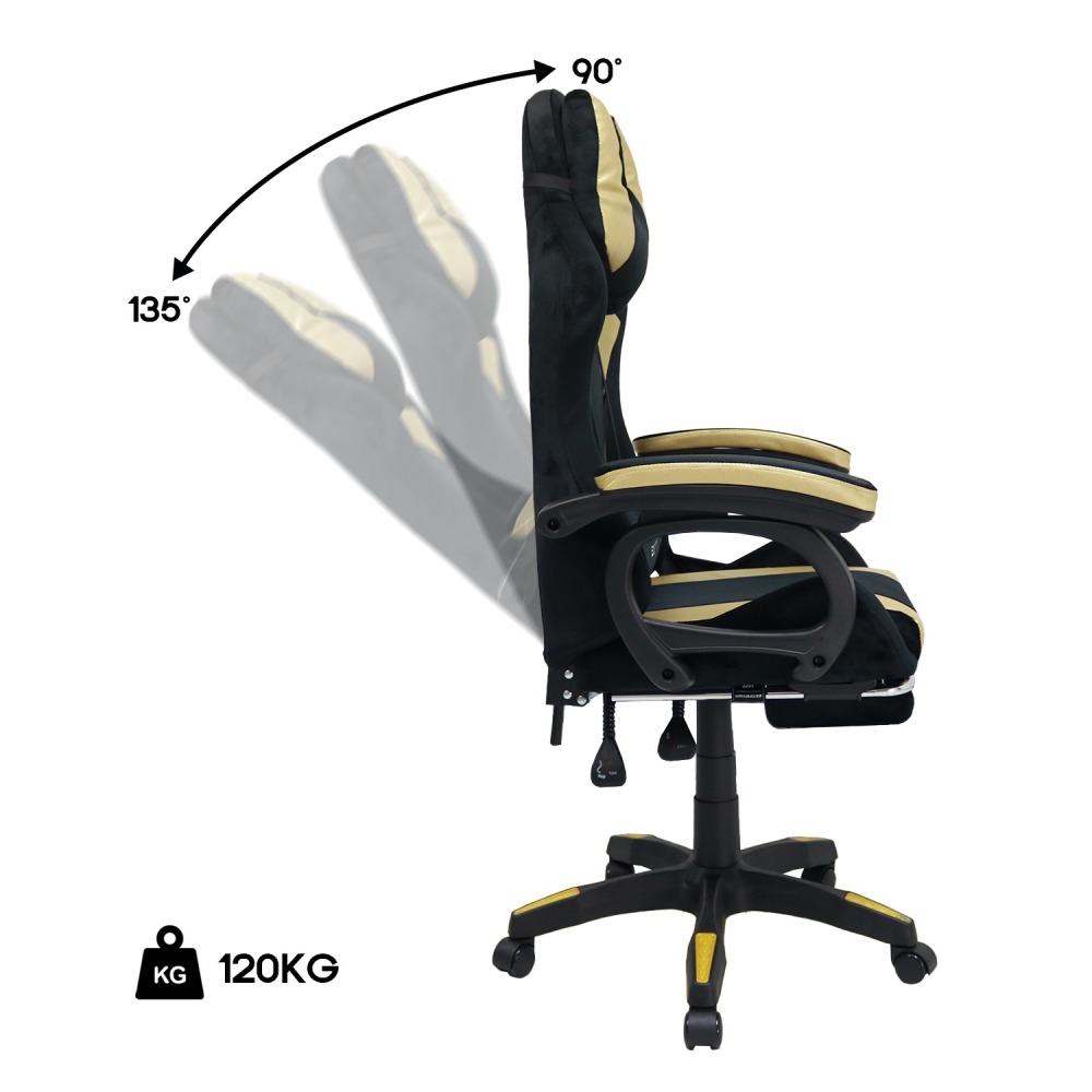 SILLA GAMER EXTINGTION SAPP GAMUZA-CUERINA COLOR DORADO