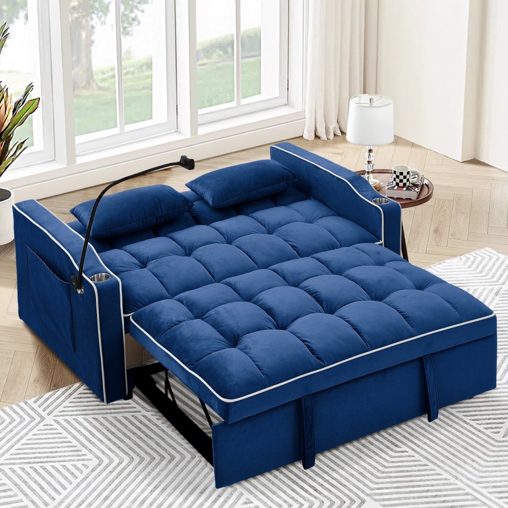 Sofá Cama Convertible 3 en 1, Loveseat Cama Nido con Soporte para Teléfono