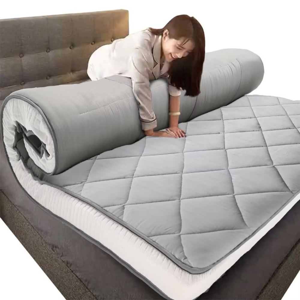 Colchón futón japonés de espuma viscoelástica plegable de 4 pulgadas, tamaño completo, gris (80 x 54 x 4 pulgadas)