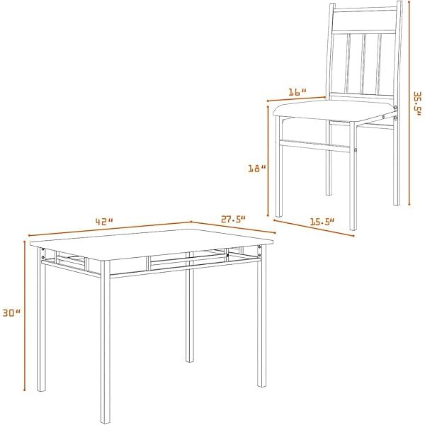 Comedor de cocina de 5 piezas, moderno, incluye 1 mesa rectangular con respaldo alto y 4 sillas