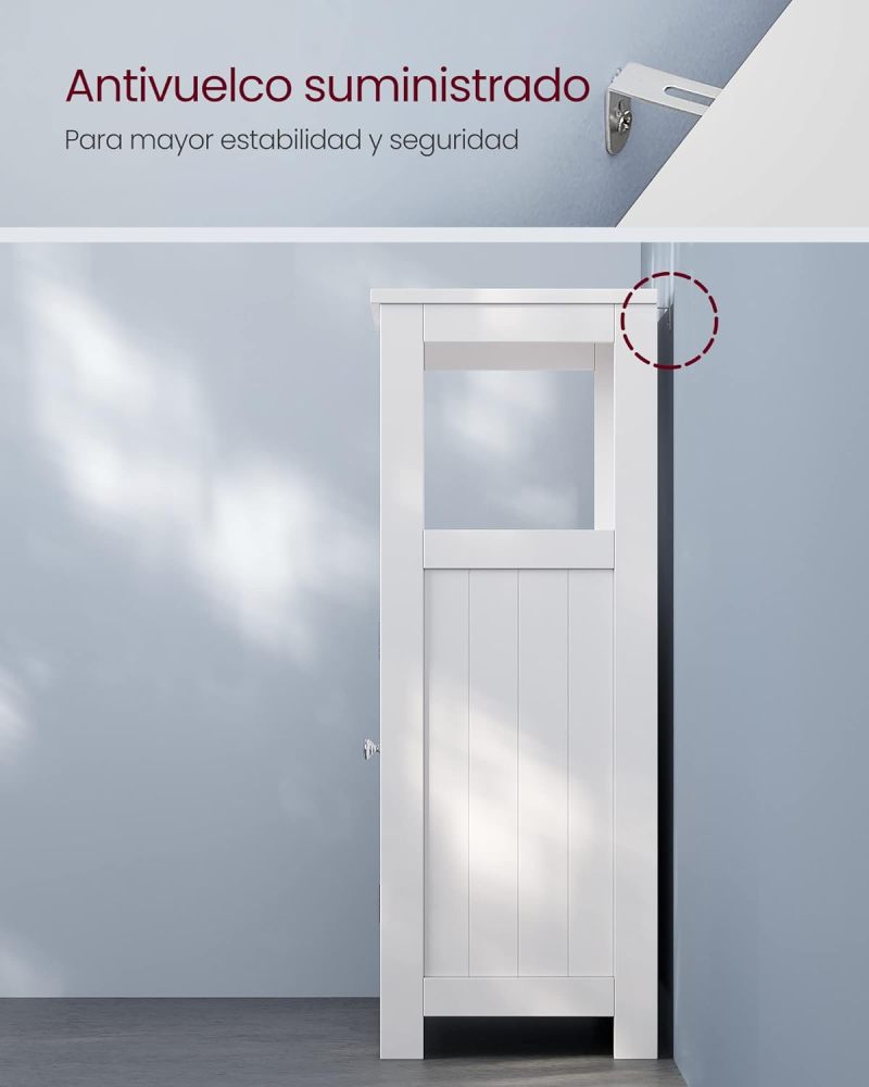 VASAGLE UBBC40WT - Mueble de baño no Empotrado, con Puertas de Doble obturación y Estante Ajustable, para baño, Sala de Estar, Entrada, Cocina, Color Blanco