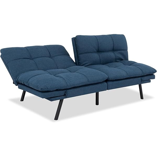 Sofá cama futón de espuma viscoelástica ajustable, sofá con respaldo convertible y reposabrazos, futón plegable, moderno futón cama para sala de estar, apartamento, oficina, habitación pequeña, sofá cama de 71 pulgadas, color negro