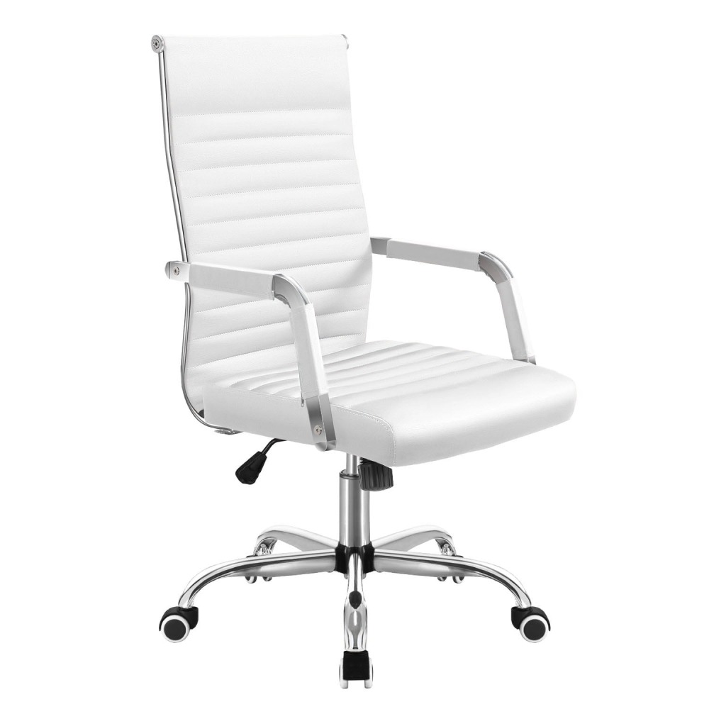Silla de Trabajo con Brazos - Piel Imitación Cuero - Ideal para Oficina/Reuniones