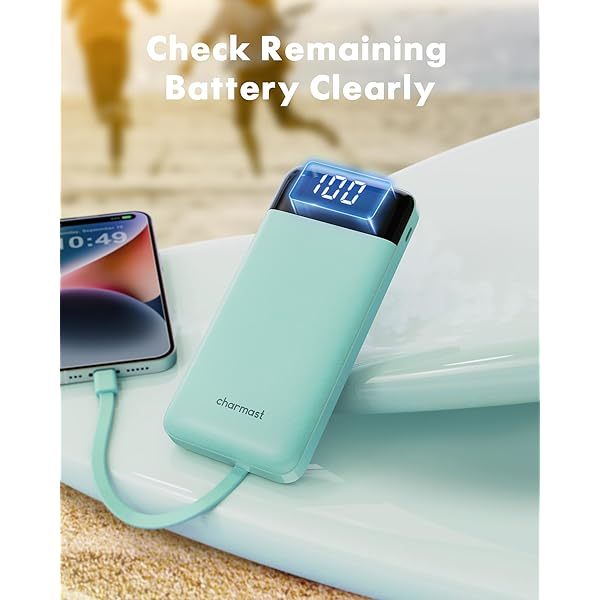 Portable Charger with Built in Cables, Portable Charger with Cords Wires Slim 10000mAh Travel Essentials Battery Pack 6 Outputs 3A High Speed Power Bank for iPhone Samsung Pixel LG Moto iPad A-Black
