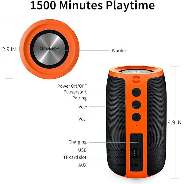 Altavoces Bluetooth inalámbricos, resistentes al agua, para exteriores, altavoces portátiles con sonido estéreo, graves potentes, emparejamiento dual, Bluetooth 5.0