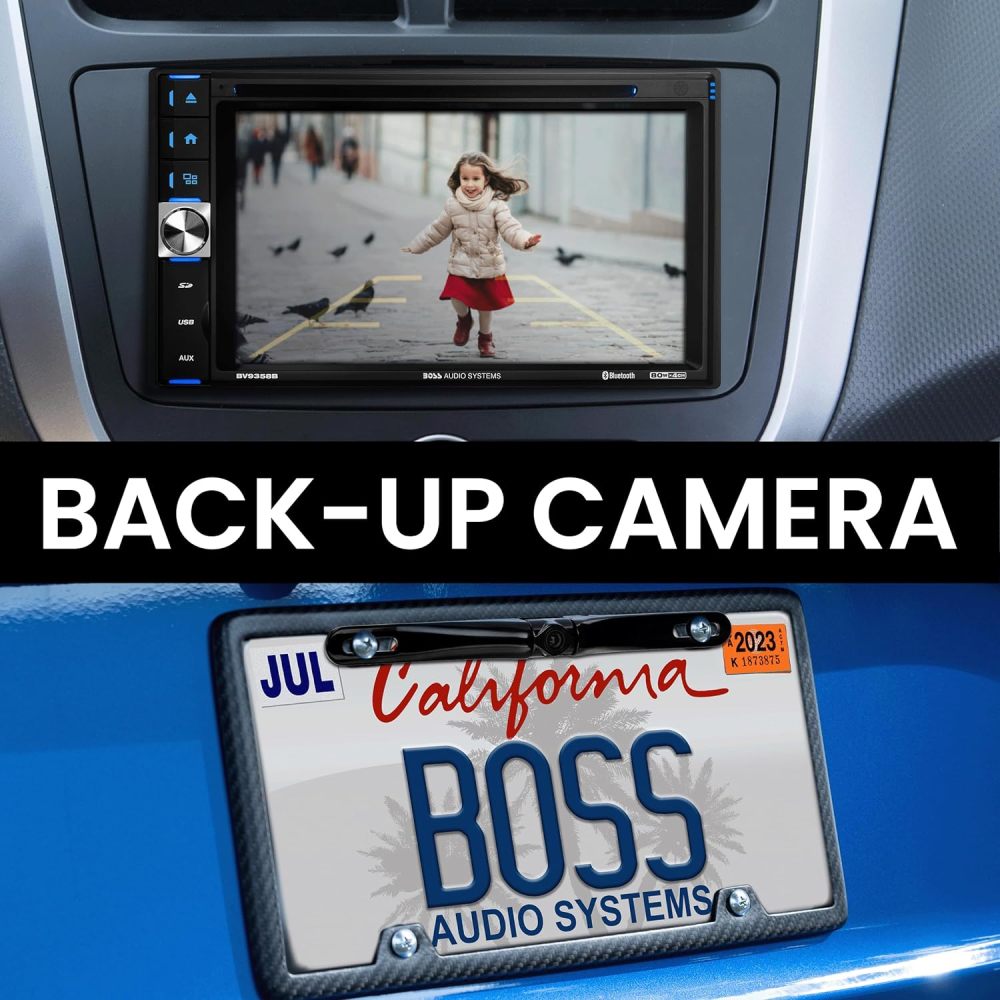 Sistema estéreo de coche - Doble DIN de 6.2 pulgadas, visualización táctil, audio Bluetooth y unidad principal de llamadas, entrada auxiliar, USB, SD, reproductor de CD, receptor de radio AM/FM, cámara de respaldo