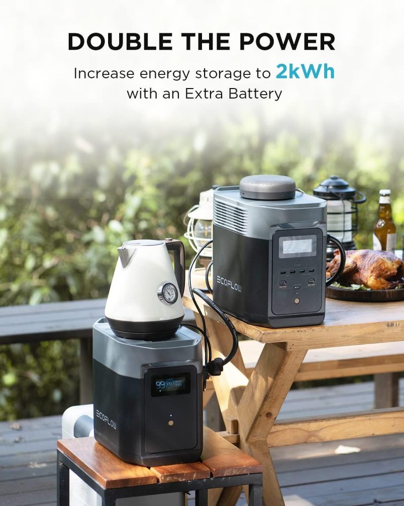 Central eléctrica portátil DELTA 2, 1024 Wh LiFePO4 (LFP), carga rápida, generador solar (panel solar opcional) para energía de reserva en el hogar, camping y vehículos recreativos