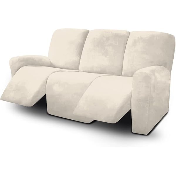 Fundas de sofá reclinables de terciopelo de 8 piezas, fundas elásticas para sofá reclinable de 3 cojines, fundas para sofá reclinable, muebles