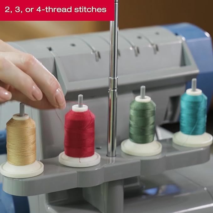 X5004HD Serger resistente con marco de metal, capacidad para 2/3/4 hilos y cuchillo de corte 60% más grande, costura fácil